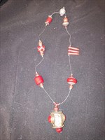 Red Italian Amber & Sterling Necklace