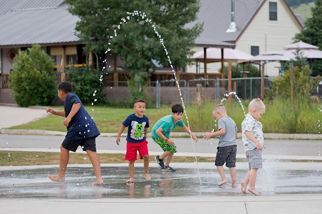 Kids Love the Splash Pads at Enchanted Island!